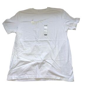 Nike T-Shirt Men’s Large White Gray Swoosh Lightweight Outdoor Cotton NWT